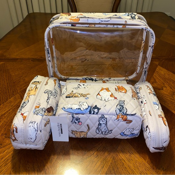 NWT Vera Bradley 4 pcs Cosmetics A Cat’s Life - Picture 3 of 6